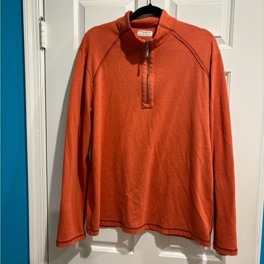 Tommy Bahama men’s quarter zip long sleeve shirt XL orange